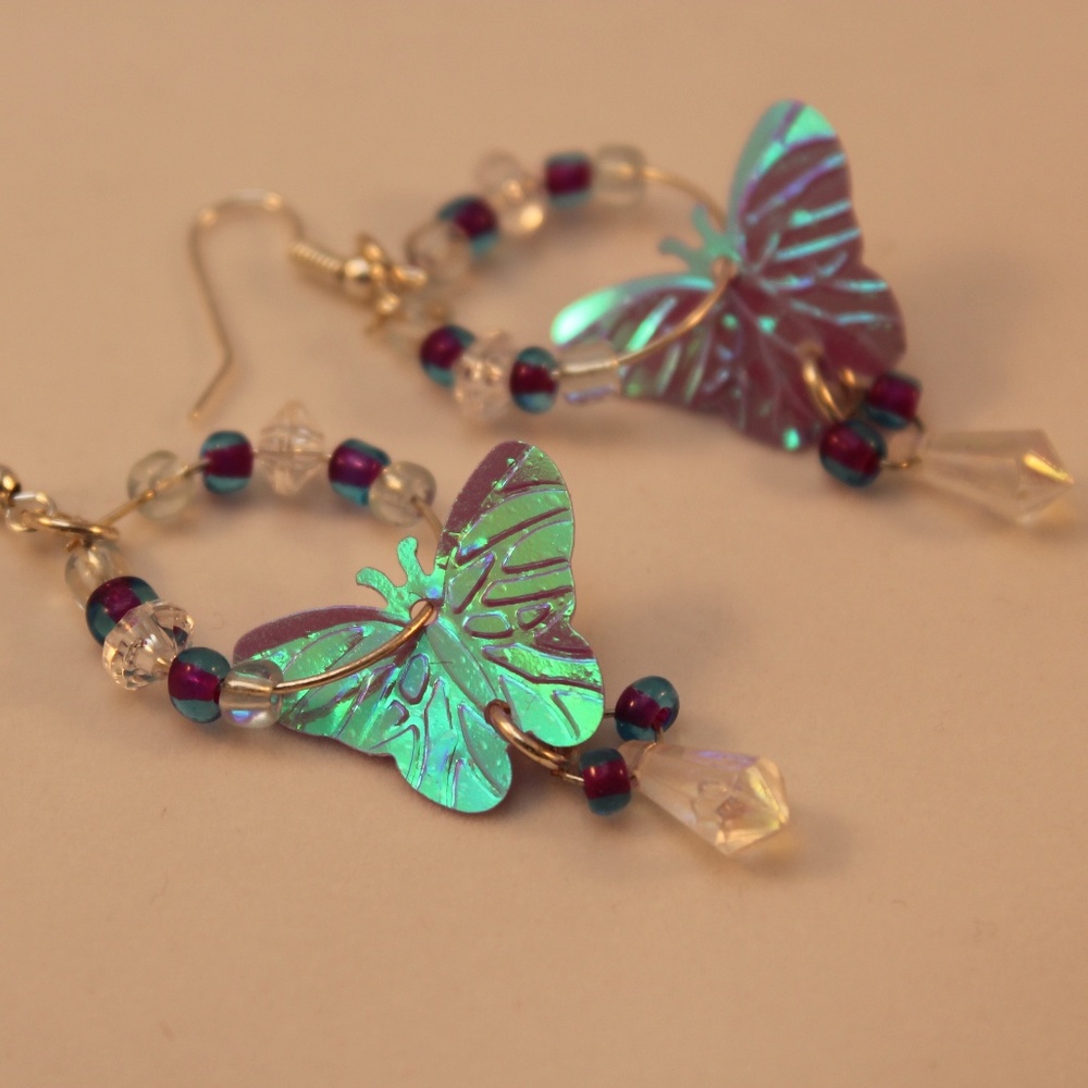 Handcrafted butterfly and beads earrings